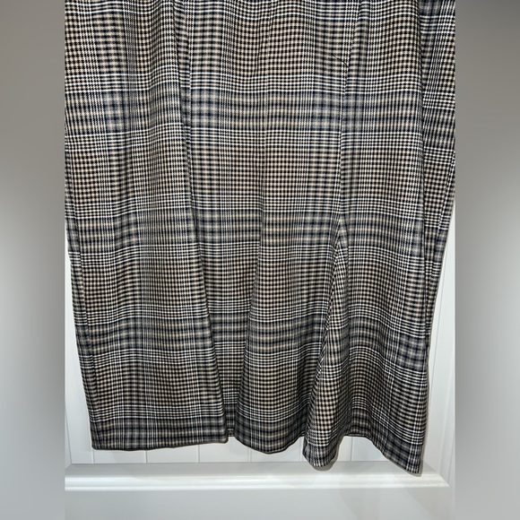 Size 12 Antonio Melani Plaid Fluted Sheath Midi Dress - Picture 4 of 8